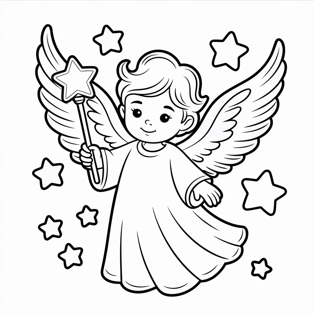 Weihnachtsbilder zum Ausmalen Engel Sternenstab